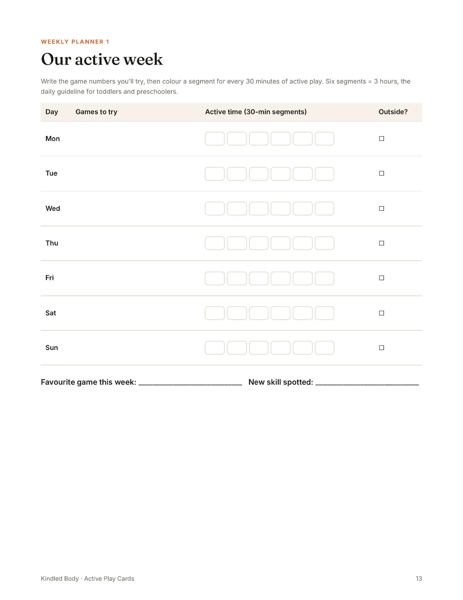 Weekly planner