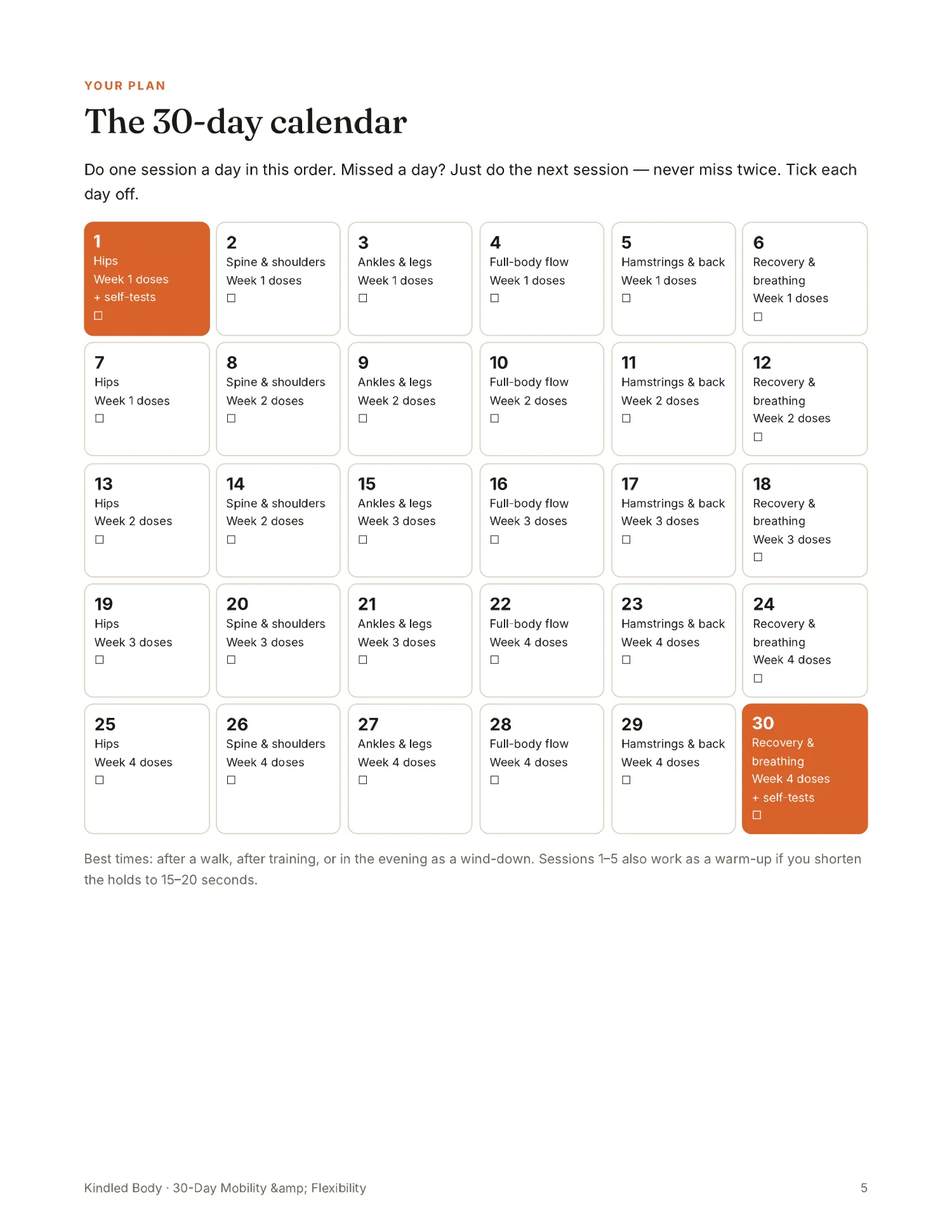 The 30-day calendar